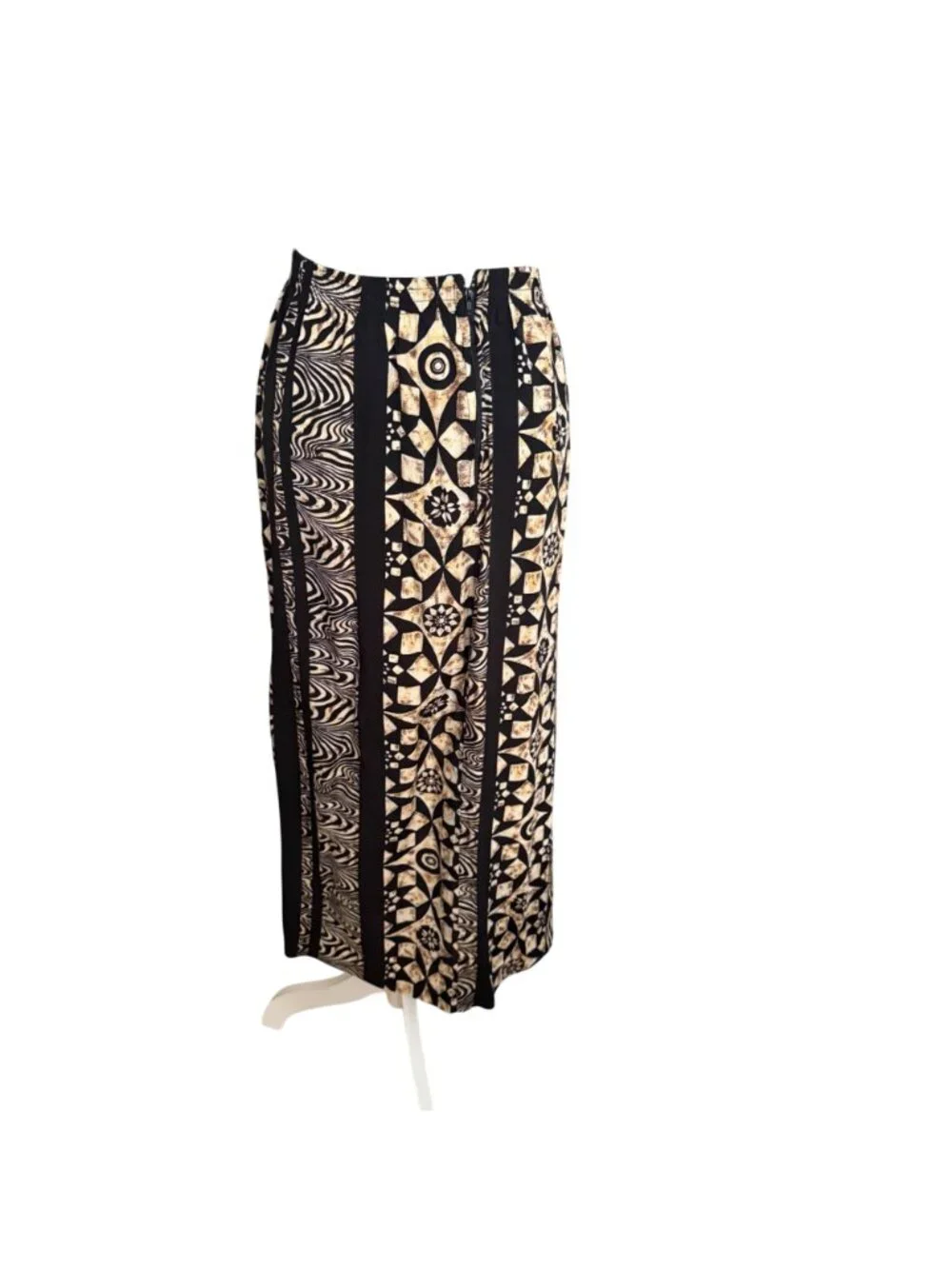 LAmadei Plus Abstract Black & Cream Maxi Skirt 24W